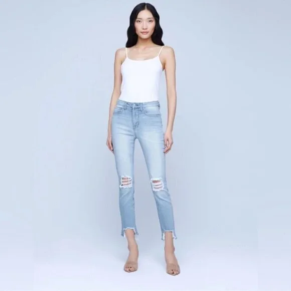 LAGENCE Jeans Denim Catalina High Line Distressed Cropped Size 27 - Picture 2 of 16